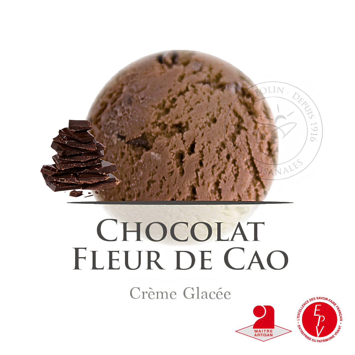 Crème glacé Antolin saveur Chocolat fleur de Cao