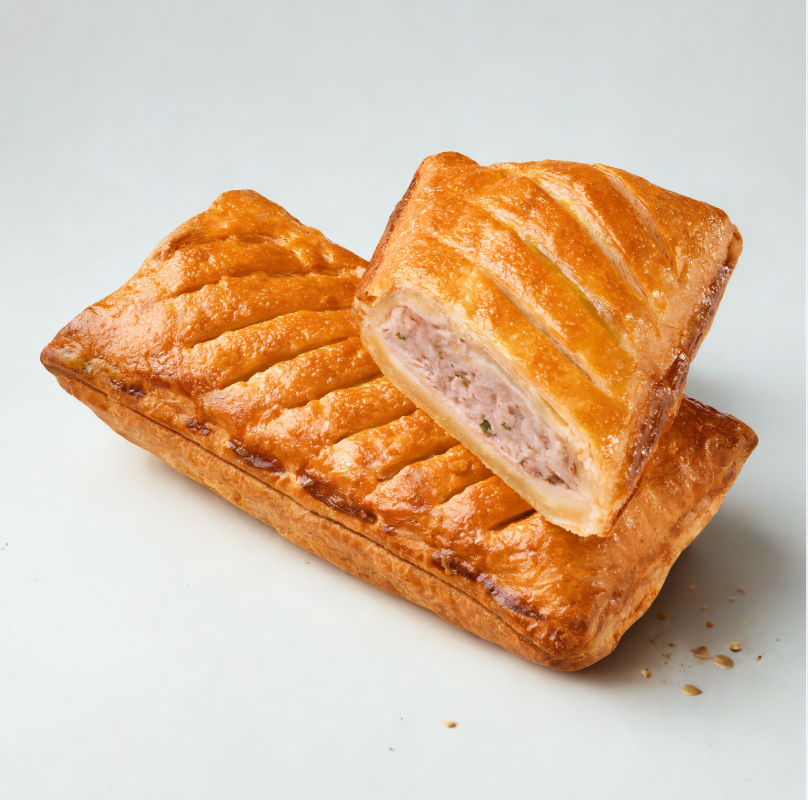 Feuilleté à la viande de porc cru surgelé