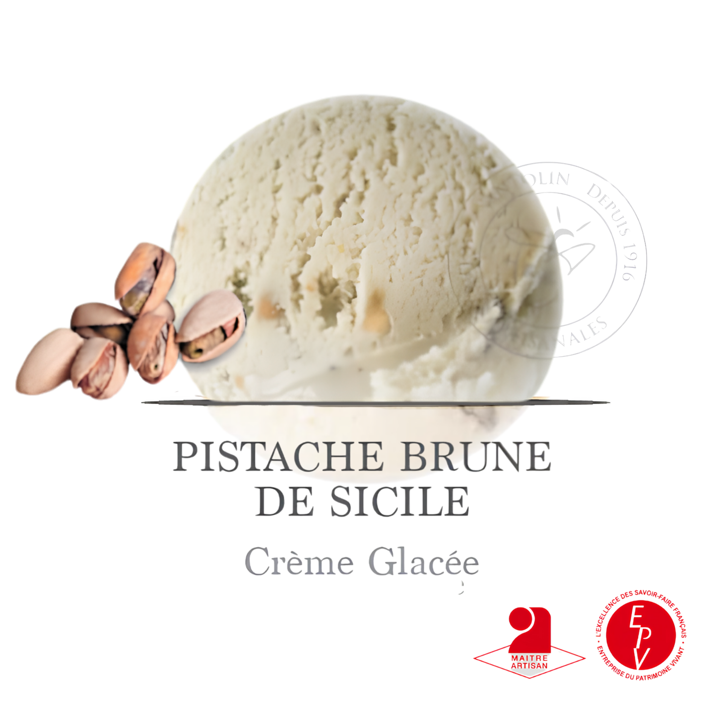 Crème glacée Antolin saveur Pistache brune de Sicile