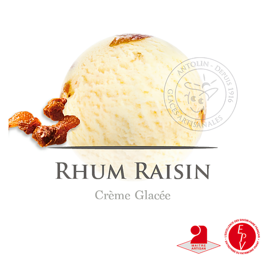 Crème glacée Antolin saveur Rhum raisin