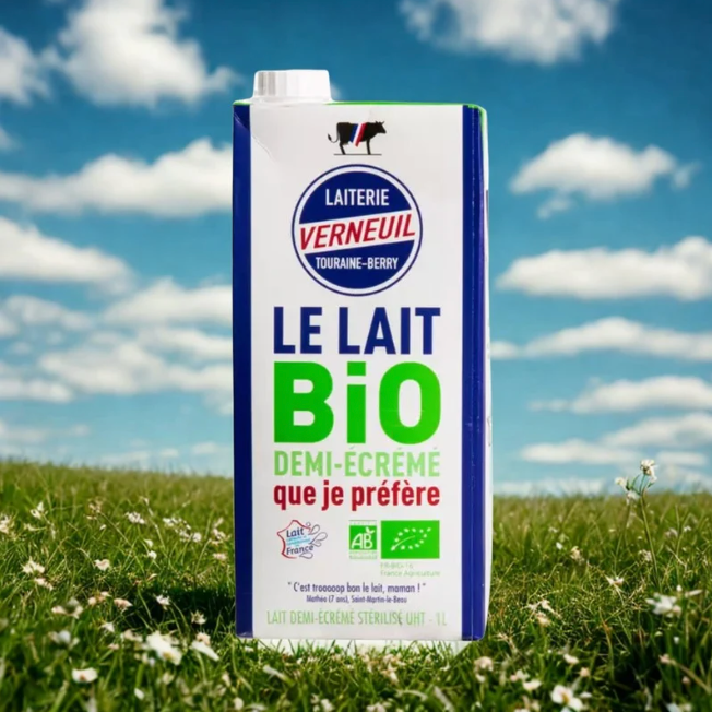Lait bio demi-écrémé